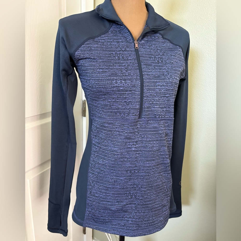 CALIA by Carrie Underwood Navy and Heathered Blue Quarter-Zip Long Sleeve Top